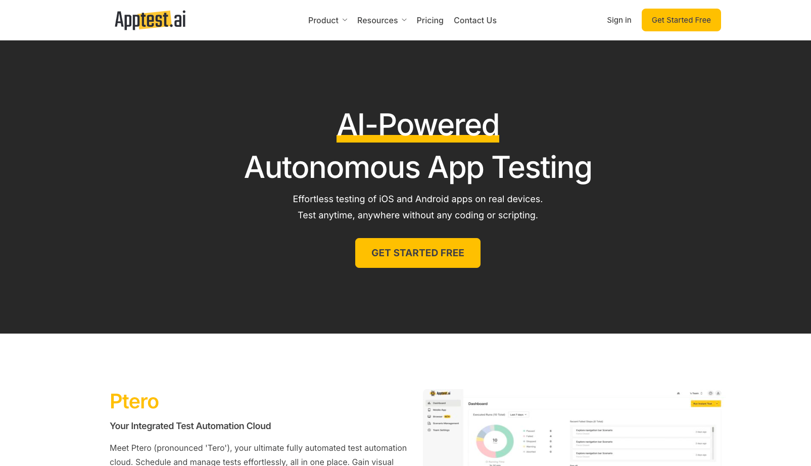 Apptest.ai Homepage