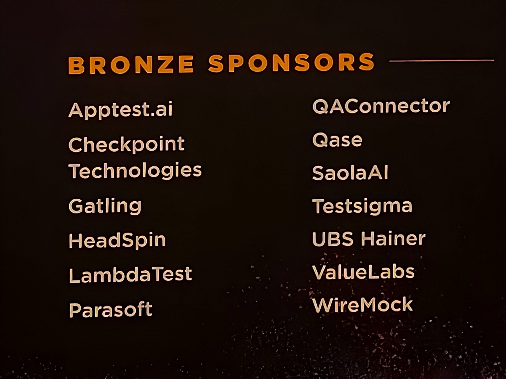 Bronze Sponsors list including Apptest.ai and other tech companies.